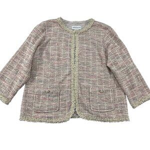 Pink Tweed Blazer Womens Sz S Pearls Coquette Old Money Preppy Elle Woods‎